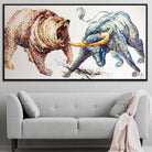 Abstract Bull and Bear Painting Stock Market Gift Office Decor Wall Street Office Painting | BULL VS BEAR - Trend Gallery Art | Original Abstract Paintings