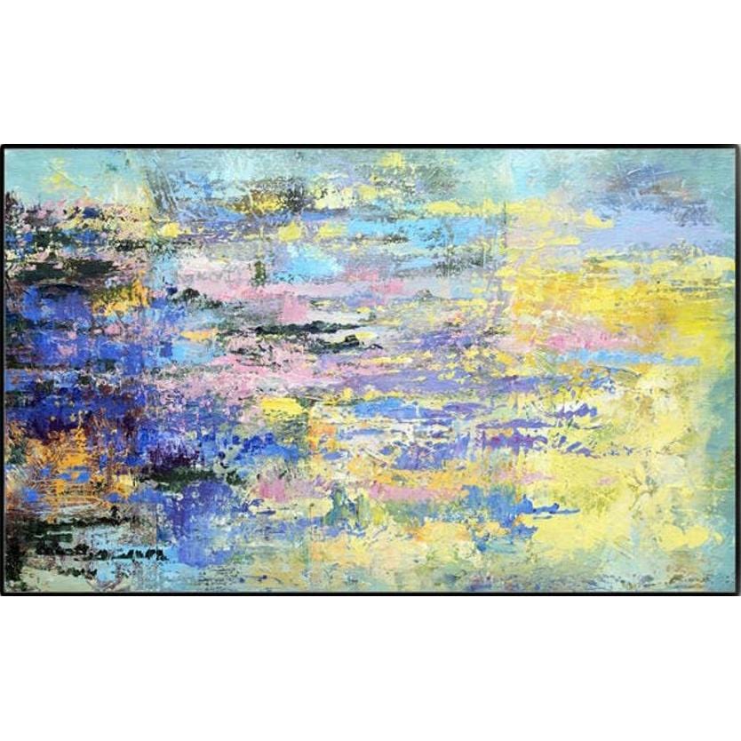 Abstract Painting in Lilac, Yellow and Light Blue | LILY POND - Trend Gallery Art | Original Abstract Paintings