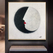 Abstract Painting Black And White Abstract Face Painting Modern Art Abstract Portrait Contemporary Art Abstract Red Lips Art | KISS OF THE NIGHT