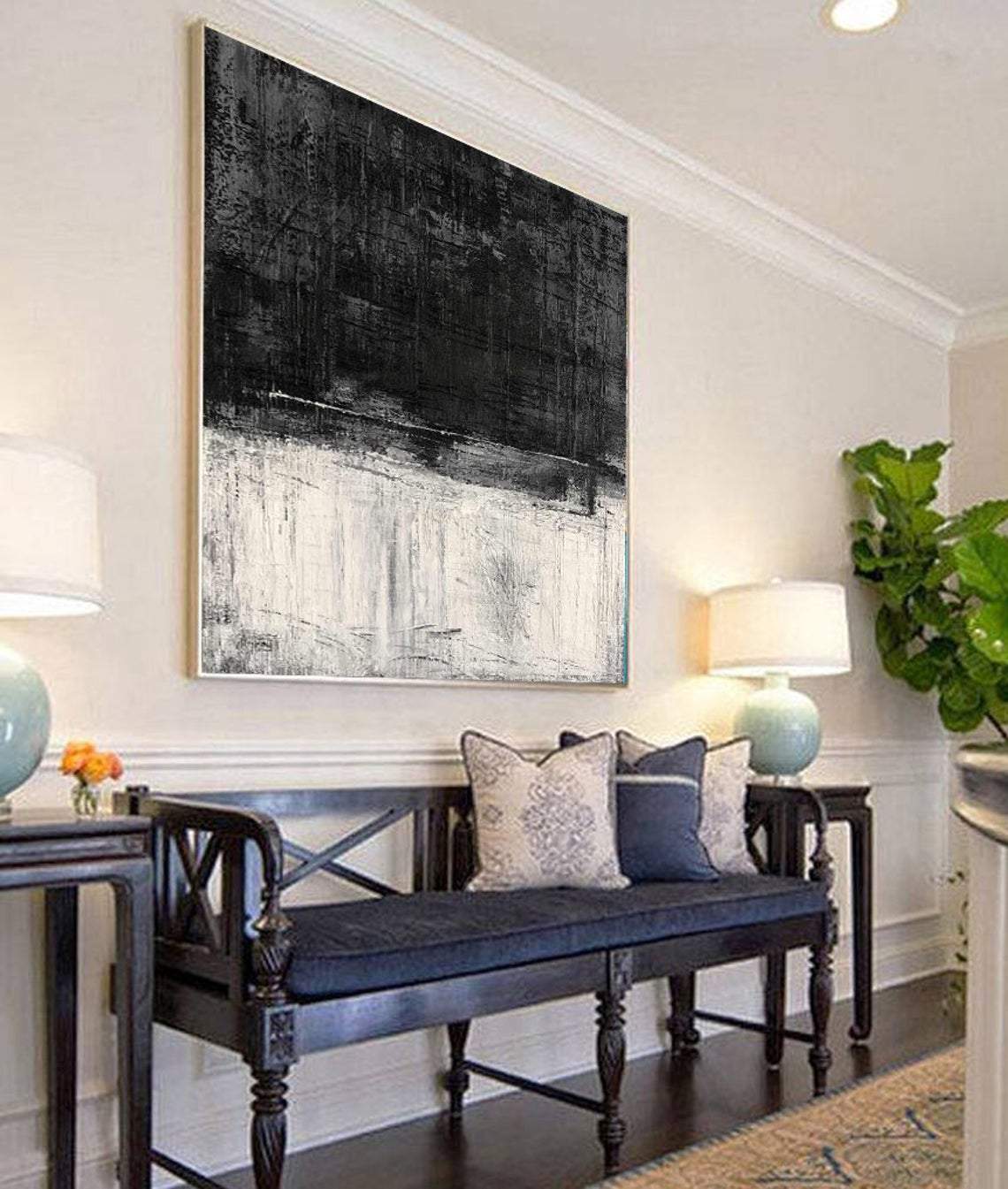 Extra Large Black And White Abstract Painting Wall Art Original Contemporary Wall Decor | SERENITY - Trend Gallery Art | Original Abstract Paintings