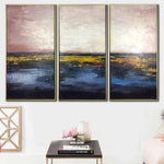 مجموعة لوحات مجردة باللون الوردي والأزرق لغروب الشمس من 3| FLAME OF SUNSET