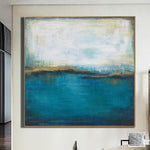 Ocean Painting Sunset Painting Modern Art Gold Leaf Painting Blue Abstract Painting | THE SILENCE OF NATURE