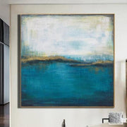 المحيط اللوحة الغروب اللوحة الفن الحديث الذهب ورقة اللوحة الزرقاء مجردة اللوحة | THE SILENCE OF NATURE