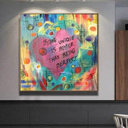 Oversized Colorful Flowers Heart Painting On Canvas Abstract Wall Art Modern Wall Decor | BEING UNIQUE