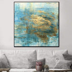 Blue Wall Art Gold Leaf Abstract Painting Large Abstract Wall Painting Modern Abstract Oil Painting Wall Abstract Painting | BEAUTIFUL OCEAN