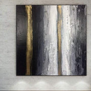 Black and White Artworks on Canvas Gray Modern Painting Gold Leaf Art Oversized Painting Minimalist Wall Art Decor Canvas Painting | GOLD ROAD - Trend Gallery Art | Original Abstract Paintings