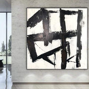 Original Abstract Black And White Rich Texture Painting On Canvas Franz Kline style Fine Art Oil Wall Art Wall Decor | CONFUSED - Trend Gallery Art | Original Abstract Paintings