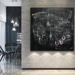 لوحات أصلية كبيرة على قماش حديث أسود جدار فني وردي فن ديكور حائط معاصر فريد | A HANDFUL OF STARS