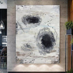 Abstract Black And White Artwork Minimalism Black Holes Oversized Painting | TEARING REALITY