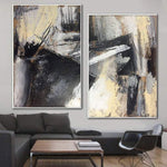 Oversized Painting Set Of 2 Abstract Black And White Canvas Art Modern Large | HONESTY