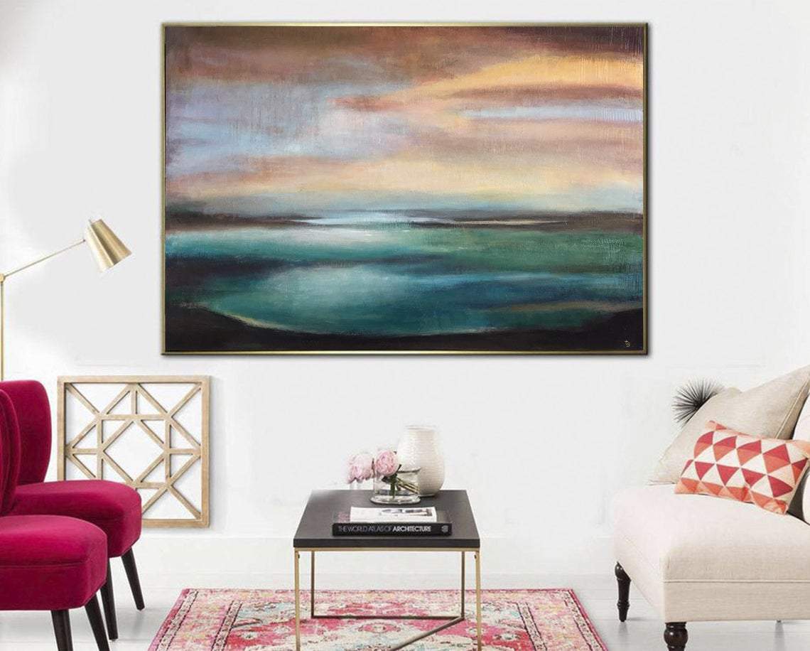 Large Abstract Sea Painting Abstract Landscape Painting Ocean Abstract Painting Original Abstract Wall Paintings On Canvas | WARM MEMORIES - Trend Gallery Art | Original Abstract Paintings