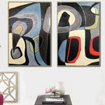Original Set Of 2 Paintings On Canvas Abstract Artwork Colorful Wall Art Oversized | MATTER OF TIME