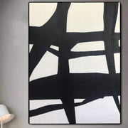 Extra Large Black And White Paintings On Canvas Abstract Painting Franz Kline style White Paintings | TOWER TOP