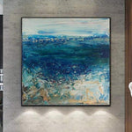 الأصلي الأزرق اللوحة المناظر البحرية المناظر الطبيعية الاكريليك اللوحة الفريدة للغاية اللوحة المعاصرة اللوحة الفيروز مجردة جدار اللوحة | SPLASH