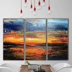 Sunset Paintings Abstract Ocean Paintings On Canvas Sets Of Paintings Contemporary Art Original Large Art | HEAVENLY FIRE