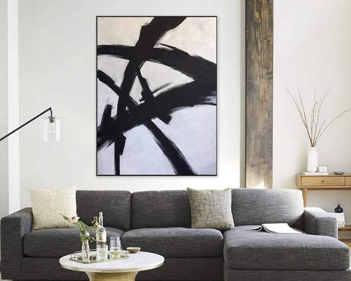 Original Painting Large Abstract Black And White Painting Franz Kline