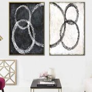 Large Art Work Black Painting On Canvas Modern Wall Art Set Of 2 Gold And White | RECURRING TUNE - Trend Gallery Art | Original Abstract Paintings