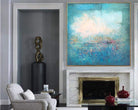 Peacock Blue Paintings On Canvas Oversized Paintings Abstract Turquoise Painting White Painting | TURQUOISE ILLUSION - Trend Gallery Art | Original Abstract Paintings