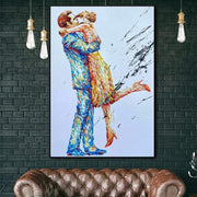 لوحات زيتية تجريدية جدار الفن يد الحب زوجين رومانسية قماش | LOVE RENDEZVOUS