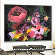 Oversize Acrylic Abstract Flower Paintings On Canvas Modern Wall Art | BOUQUET FROM THE PAST - Trend Gallery Art | Original Abstract Paintings