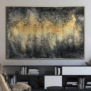 Large Abstract Canvas Art Gray Painting Gold Acrylic Modern Handmade | GOLDEN MIRAGE - Trend Gallery Art | Original Abstract Paintings