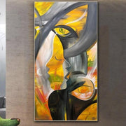 لوحة تجريدية أصلية كبيرة لوحات صفراء على لوحة فنية من الأكريليك على القماش | MOON DIVA