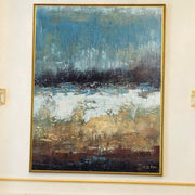 Blue Abstract Painting Brown Painting Ocean Painting Acrylic Painting On Canvas | POURING RAIN