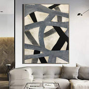 Large Original Wall Art Abstract Paintings On Canvas Beige Grey Fine Art Contemporary | CONTEMPLATING