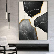 Oversize Wall Art Abstract Paintings On Canvas Black And White Oil Painting Gray Wall Art | SPIRITS RACE