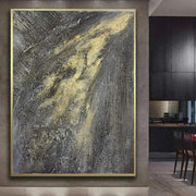 Extra Large Acrylic Abstract Painting On Canvas Modern Wall Art Gold Painting Grey Wall Art | MILKY WAY