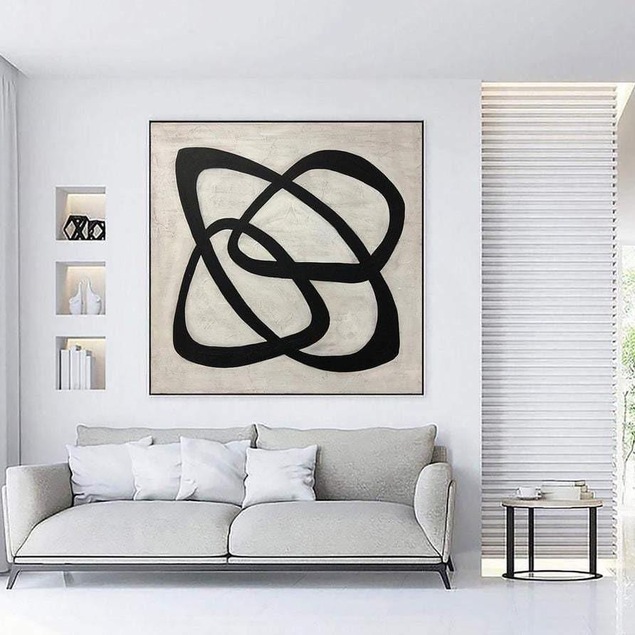 Large Abstract Painting On Canvas Black And White Wall Painting Modern Figures Canvas Wall Art | ENCIRCLE - Trend Gallery Art | Original Abstract Paintings