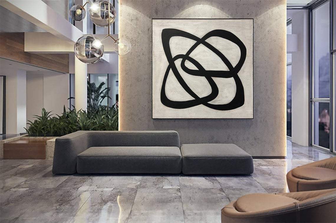 Large Abstract Painting On Canvas Black And White Wall Painting Modern Figures Canvas Wall Art | ENCIRCLE - Trend Gallery Art | Original Abstract Paintings