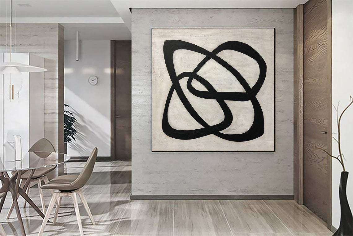 Large Abstract Painting On Canvas Black And White Wall Painting Modern Figures Canvas Wall Art | ENCIRCLE - Trend Gallery Art | Original Abstract Paintings