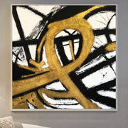 Gold Black And White Wall Art Original Painting On Canvas | LOOP OF INFINITY