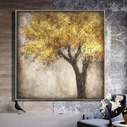 لوحات شجرة تجريدية أصلية كبيرة جدًا على قماش طبيعة الذهب والفن الحديث جدار الفن | GOLDEN TREE