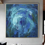 Large Original Abstract Blue Paintings On Canvas Modern Fine Art Unique Wall Decor | DEEP OCEAN
