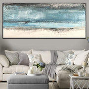 Extra Large Abstract Seaside Paintings On Canvas Modern Blue Landscape Painting Handmade Fine Art Contemporary Painting | SEA BEACH - Trend Gallery Art | Original Abstract Paintings