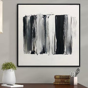 Large Abstract Painting On Canvas Black And White Oil Painting Minimalist Modern Abstract Fine Art Contemporary Wall Decor |  BLACK AND WHITE STRIPES