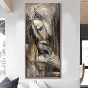 Large Abstract Horse Painting On Canvas Original Fine Art Animal Paintings Brown Modern Art Contemporary Wall Art | MYSTICAL HORSE