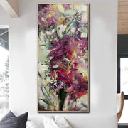 باقة أزهار قماشية تجريدية كبيرة لوحة زيتية ملونة لوحة زيتية فريدة من نوعها جدار الفن مجردة غرامة الفن الحديث جدار الفن ديكور | BOUQUET OF FLOWERS