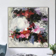 لوحة حمراء كبيرة أصلية تجريدية على زيتية قماشية فنية رائعة فن أكريليك حديث لتزيين الجدران | BROKEN FLOWER CROWN