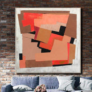 Large Abstract Red Paintings On Canvas Oil Texture Fine Art Acrylic Contemporary Wall Decor | ORANGE LABYRINTH