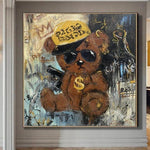 Large Abstract Bear Paintings On Canvas Street Art Painting Original Bear Gangster Painting Graffiti Wall Art Canvas Modern Painting | MODERN BEAR