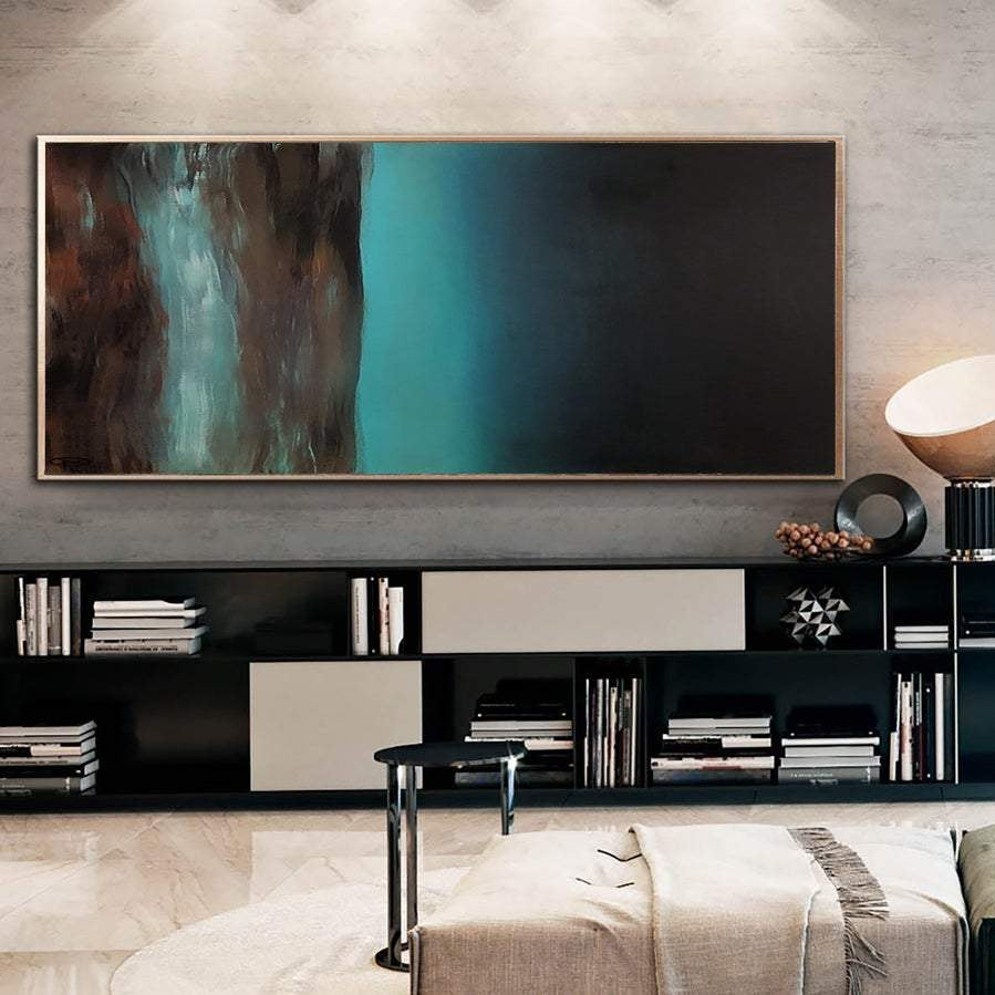 Extra Large Large Wall Art Abstract Contemporary Painting Abstract Acrylic Paintings on Canvas Aqua Abstract Painting Wall Decor | BEYOND THE HORIZON - Trend Gallery Art | Original Abstract Paintings