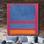 مارك روثكو لوحات فنية تجريدية باللون الأحمر باللون الأزرق على قماش أكريليك حديث على طراز روثكو مجردة لتزيين جدران الفن الجميل | RECTANGLES ON PINK