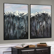 Large Original Abstract Set Of 2 Oil Gray Paintings On Canvas Mountains Fine Art Contemporary Wall Art | MOUNTAINS - Trend Gallery Art | Original Abstract Paintings