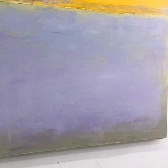 Mark Rothko Style Original Abstract Fine Art Yellow Paintings On Canvas Purple Modern Acrylic Rothko Style Painting Wall Decor | YELLOW HORIZON - Trend Gallery Art | Original Abstract Paintings