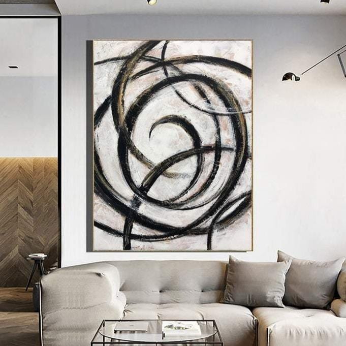 Curved lines minimalist original oil painting on canvas: abstract ...