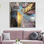 Shades of Purple Oil Painting Wall Art Home Deco Original Painting on Canvas Hotel Large Picture Modern Abstract Art Acrylic Painting | GOLD LAKE