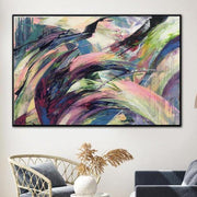 الأرجواني الوردي المتضخم الرسم التجريدي على قماش اللوحة الاكريليك الملمس اللوحة الفن المعاصر اللوحة التجريدية الأصلية| FEATHER BIRD HEAT